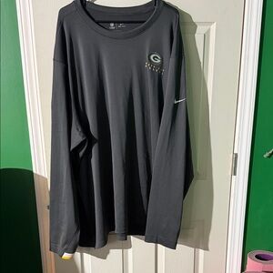 Nike Men's Black Long Sleeve Tee with Green Bay Logo